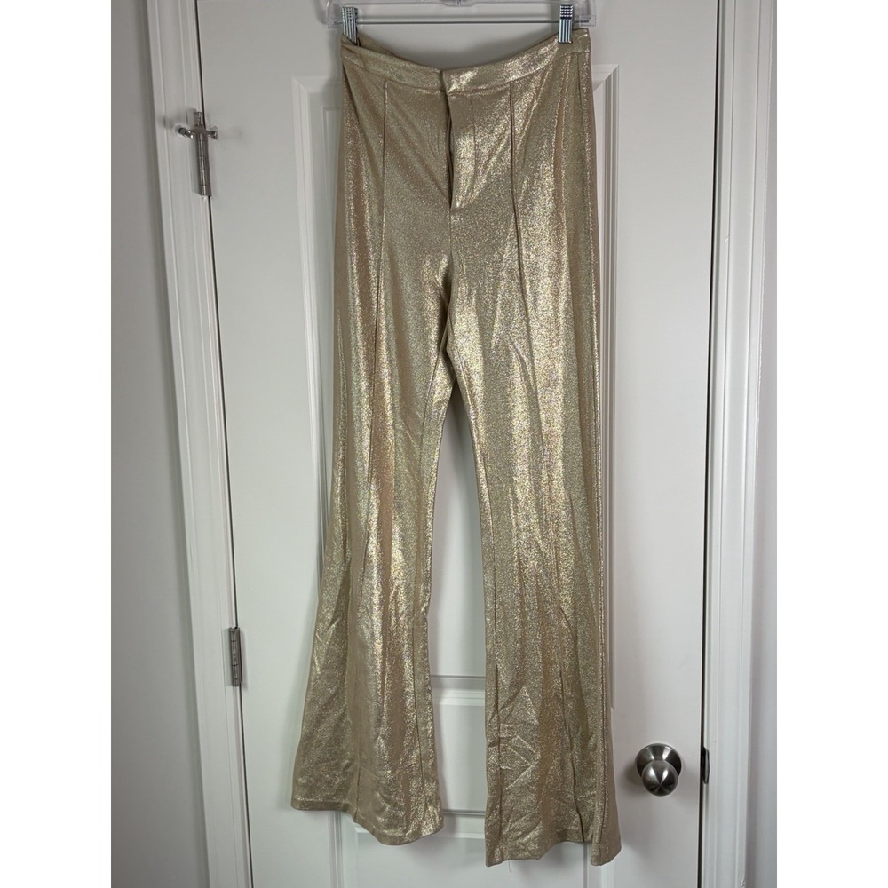 Flying Tomato Womens Soft Gold Flare Leg Pants Size Medium